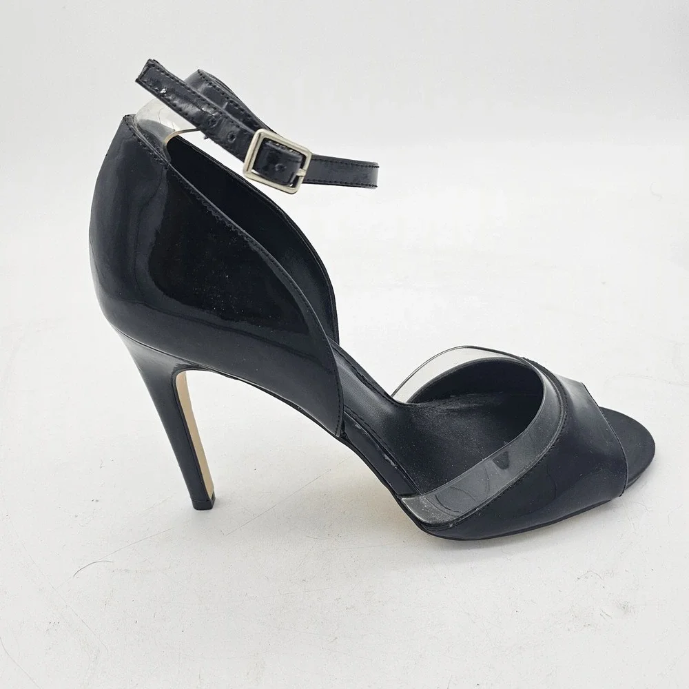 SAKS Fifth Avenue Ave Stilleto High Heel Leather Dress Party Open Toe Shoes 7.5